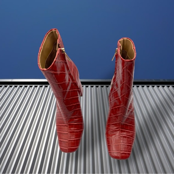 Sam Edelman Codie2 Rose Stucco Square Toed Croc Embossed Ankle Bootie 7 1/2 M - Picture 2 of 15